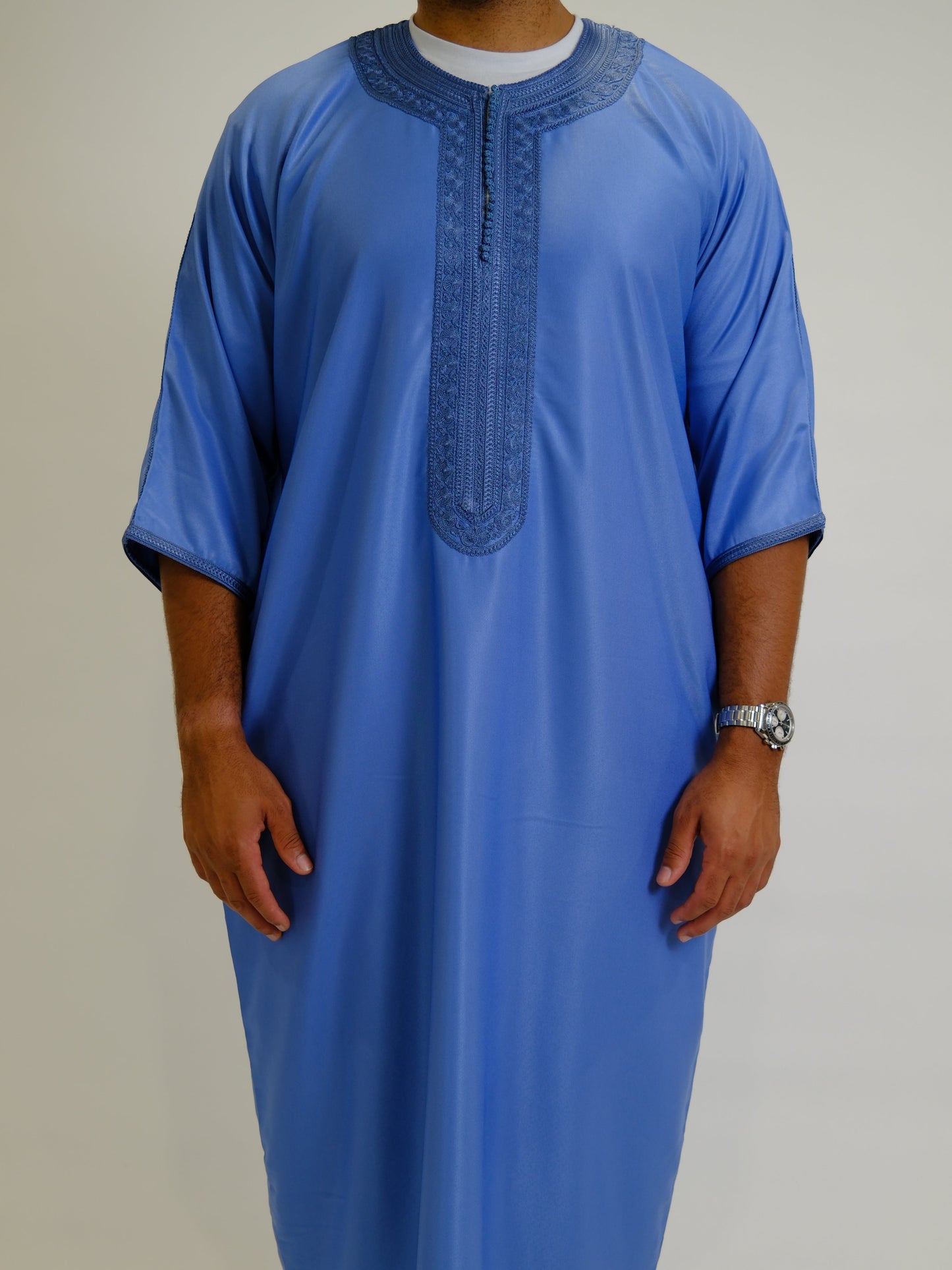 Sky Blue Zipped Moroccan Gandoura
