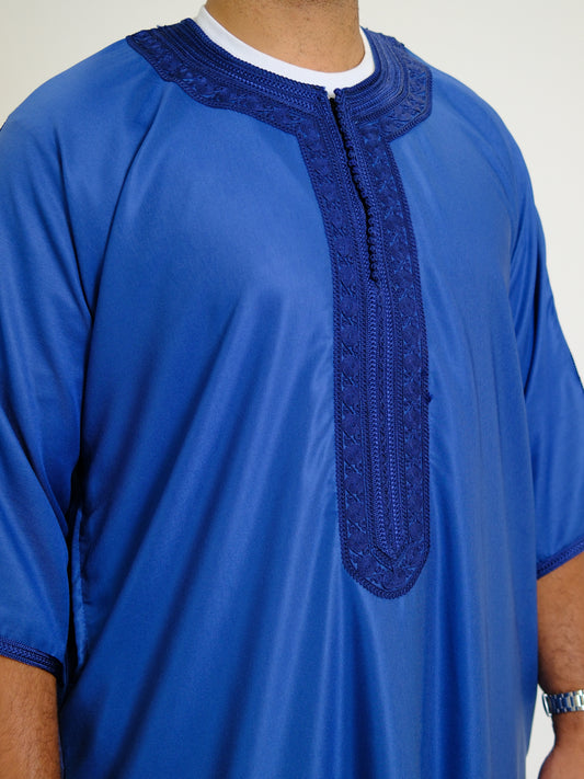 Sapphire Blue Zipped Moroccan Gandoura
