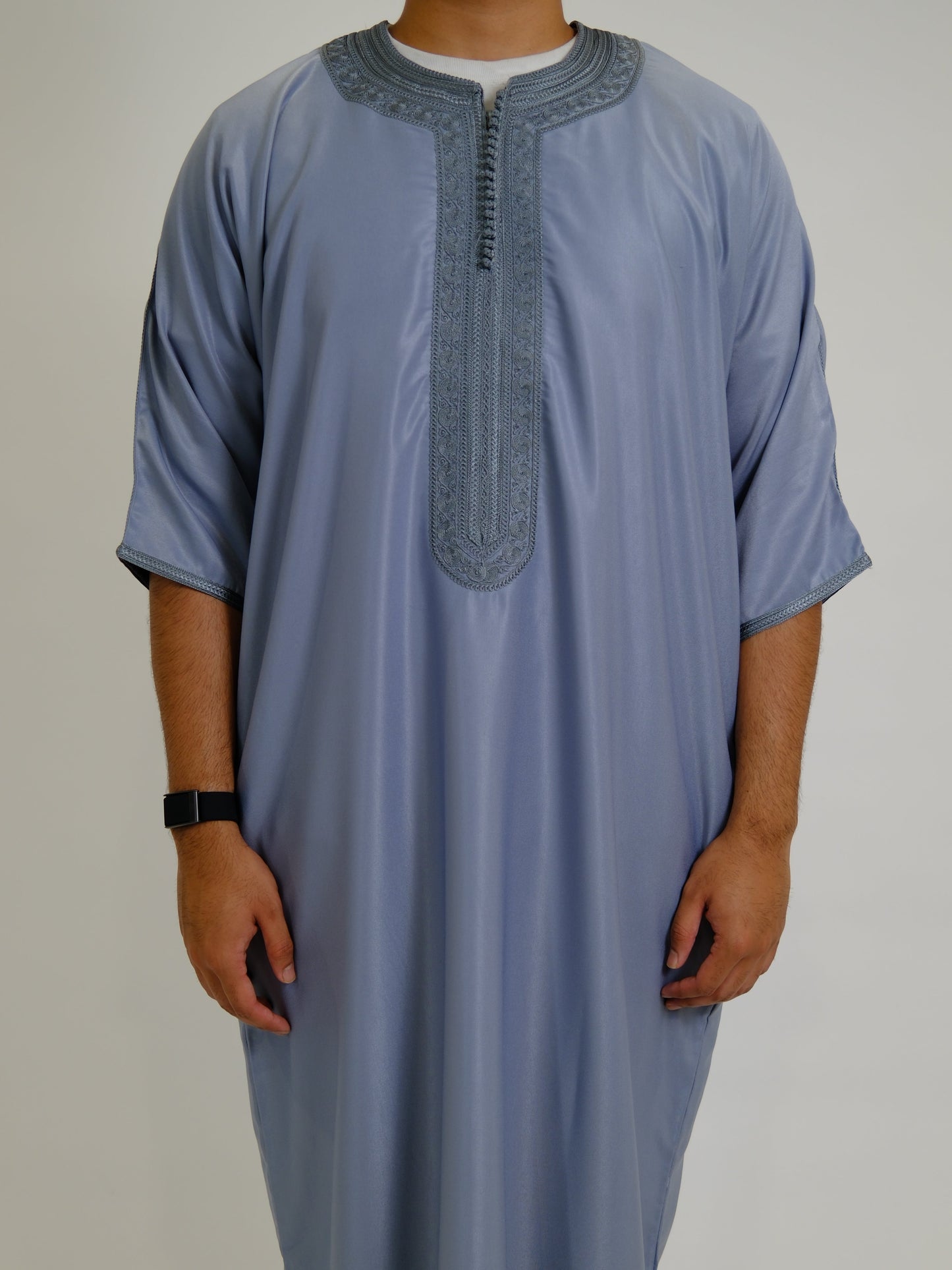 Gray Zipped Moroccan Gandoura