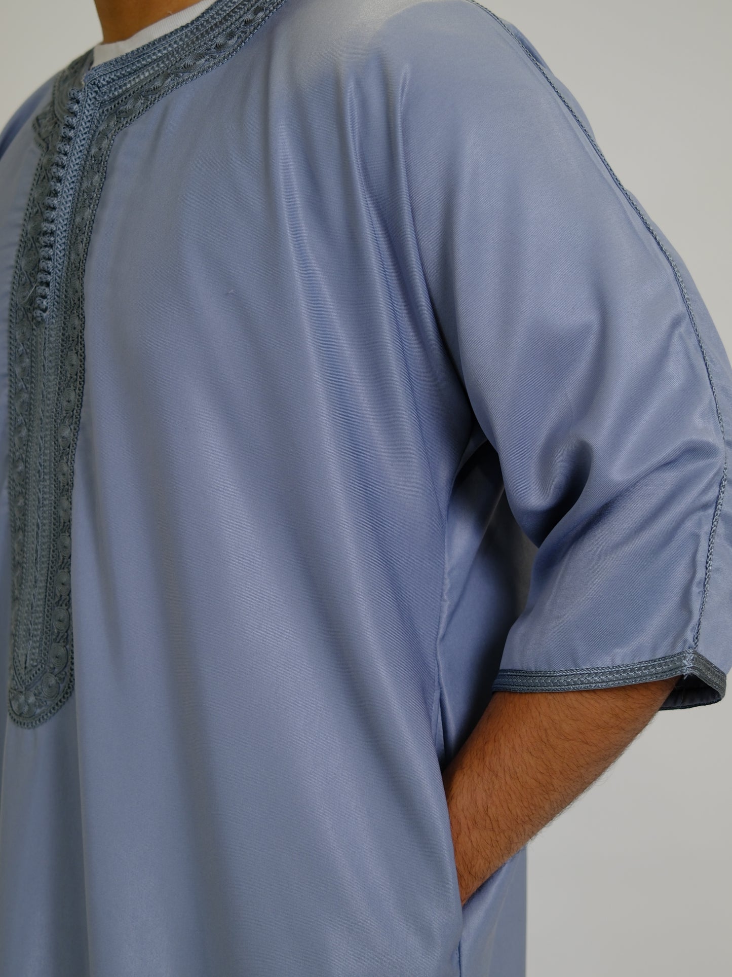 Premium Gray Zipped Moroccan Gandoura