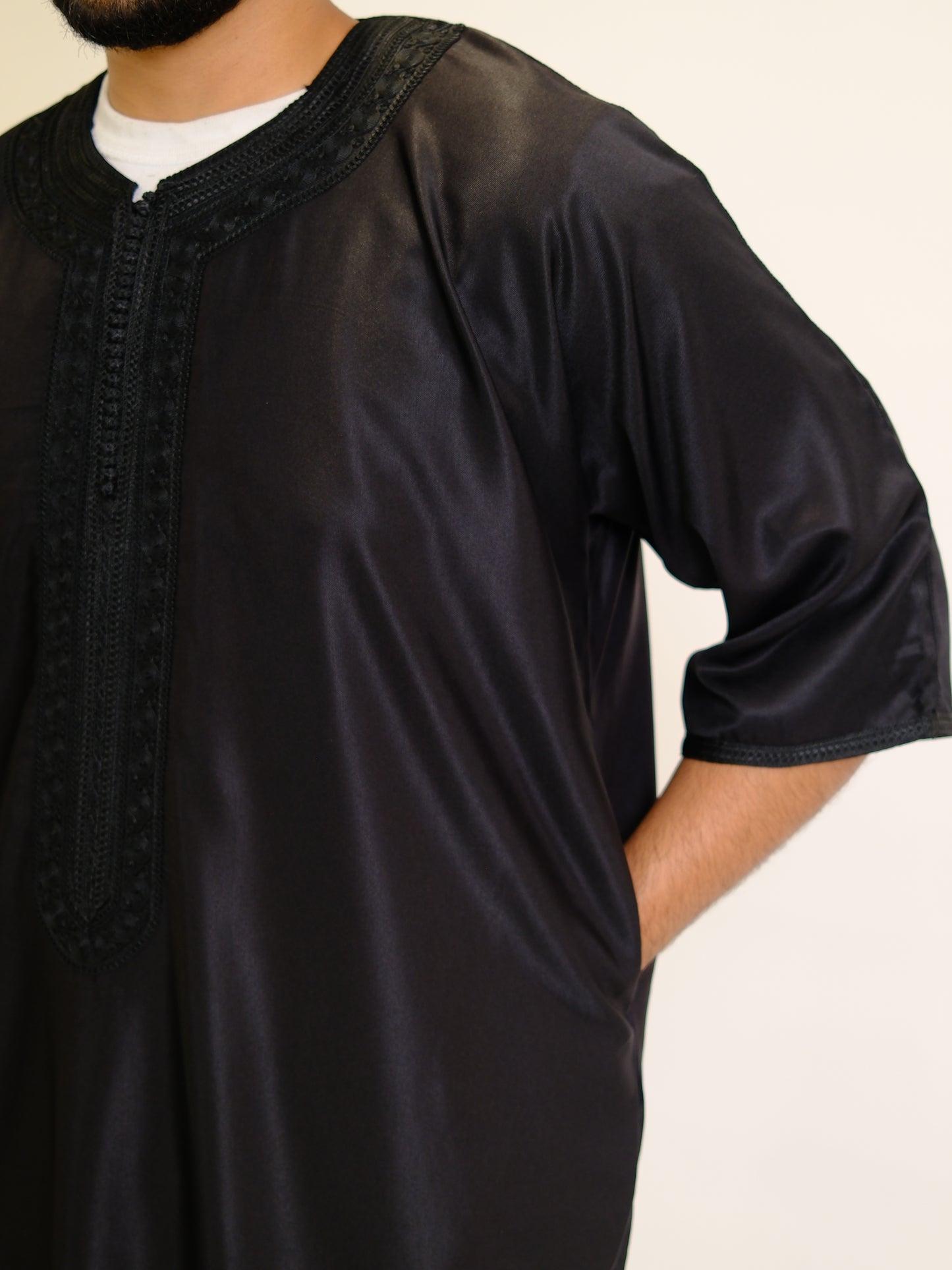 Black Zipped Moroccan Gandoura