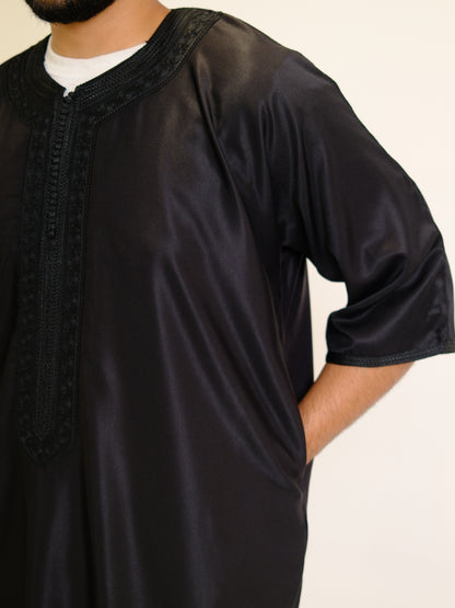 Black Zipped Moroccan Gandoura