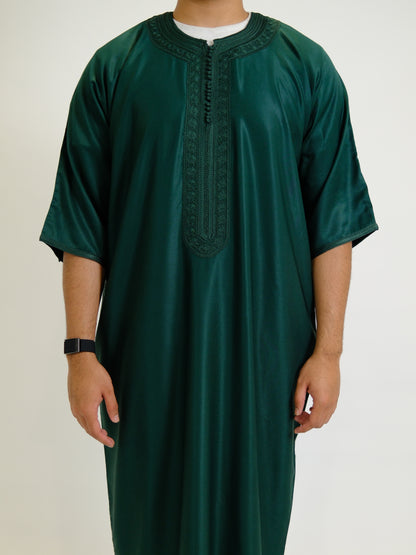 Premium Green Zipped Moroccan Gandoura