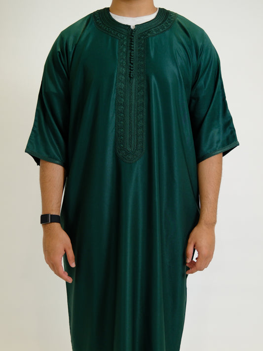 Green Zipped Moroccan Gandoura