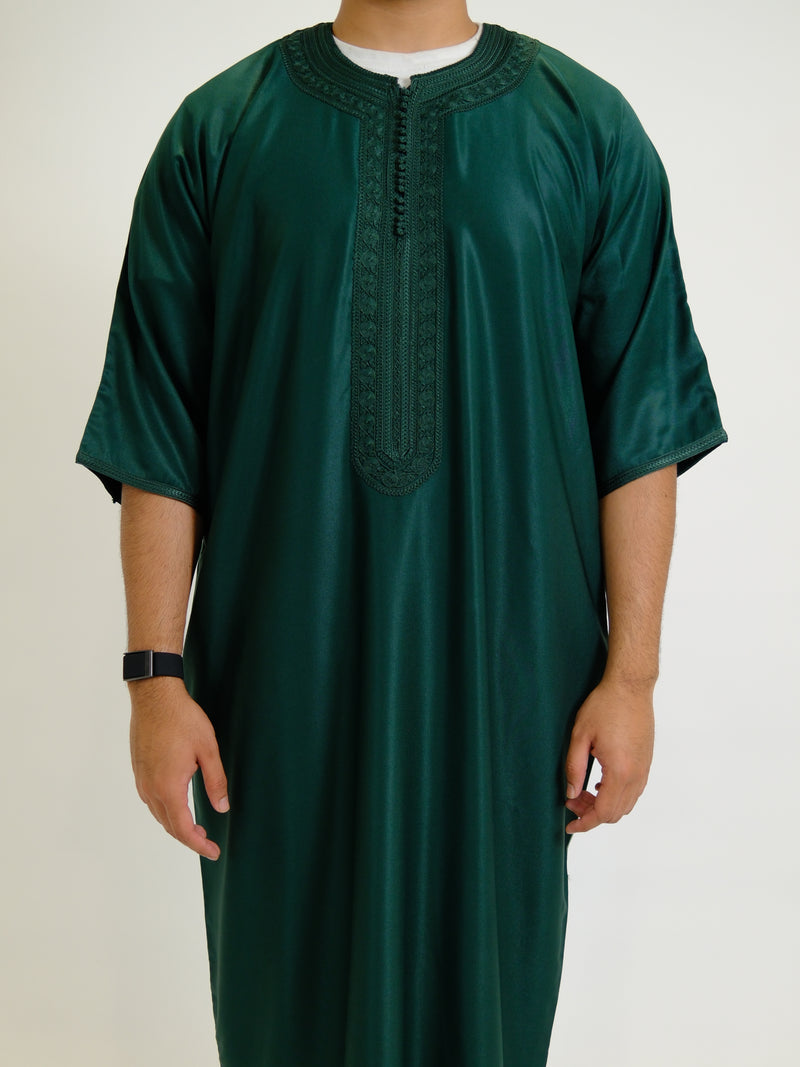 Premium Green Zipped Moroccan Gandoura