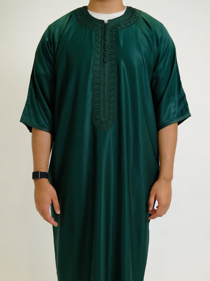 Green Zipped Moroccan Gandoura