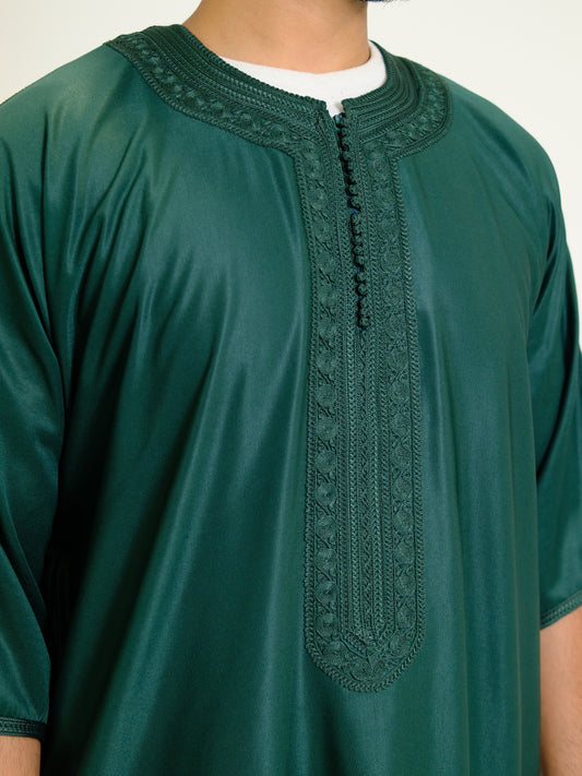 Green Zipped Moroccan Gandoura