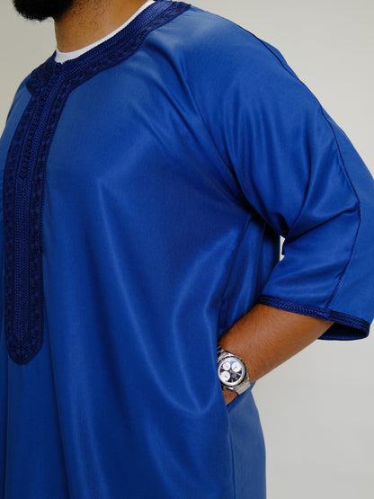 Premium Sapphire Blue Zipped Moroccan Gandoura