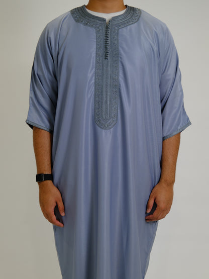 Premium Gray Zipped Moroccan Gandoura