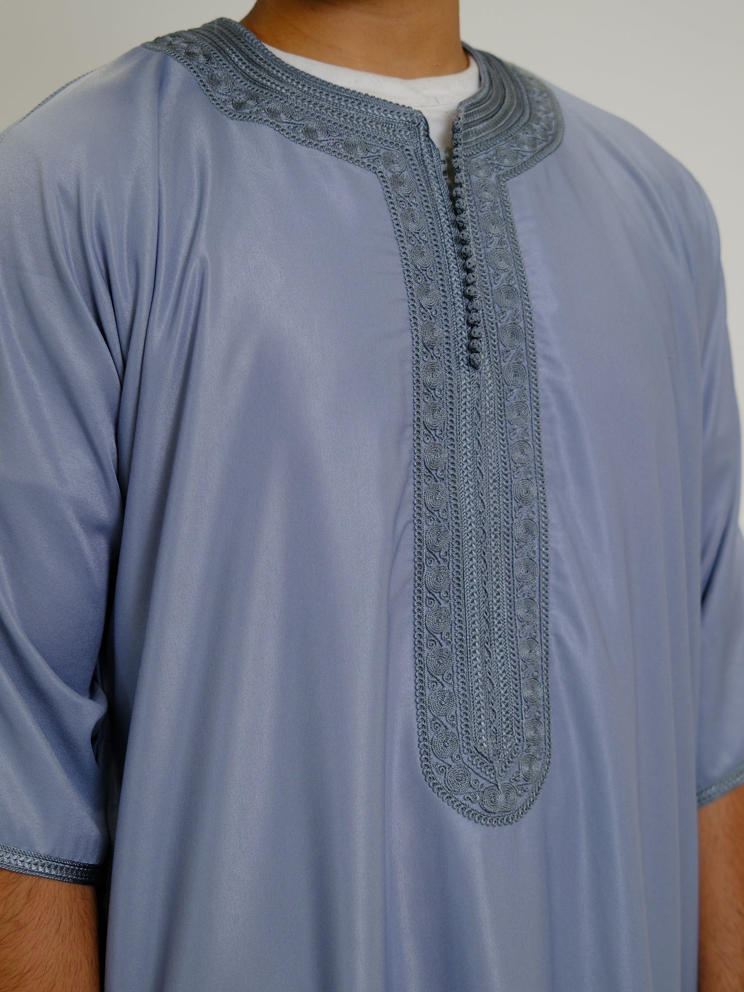 Premium Gray Zipped Moroccan Gandoura