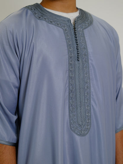 Premium Gray Zipped Moroccan Gandoura